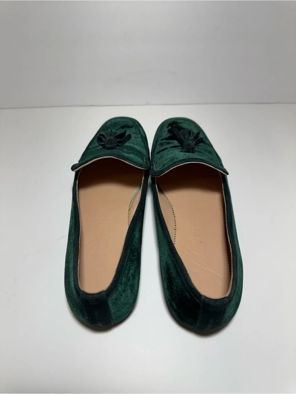 J. Crew Womens Marie Velvet Tassel Loafers Green Flat Smoking slipper size 10